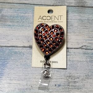 Heart ID Badge Reel - Red and Silver